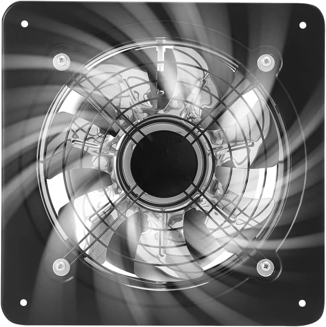 10 Inch Explosion-Proof Axial Fan - 100W High Velocity Industrial Ventilation Blower, 2600 RPM, 7-Blade Design for Spray Booths, Paint Fumes Exhaust, Wall-Mounted, Black Fan with safety blade design