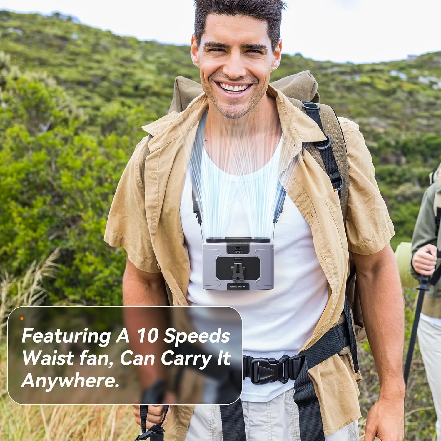 10000mAh Personal Waist Fan, USB Rechargeable Clip The Waist For Working,10 Speed & 40H Cooling and Heatstroke Prevention For Outdoor Travel Camping