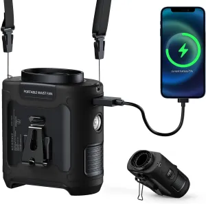 10000mAh Portable Waist Clip on Fan Wearable Belt Personal Cooling Shirt Fan Rechargeable with 5 Speeds Flashlight Neck Fan Hand-Free Last for 40H for Outdoor Camping Office Travel(Black) Neck fan for hands-free comfort