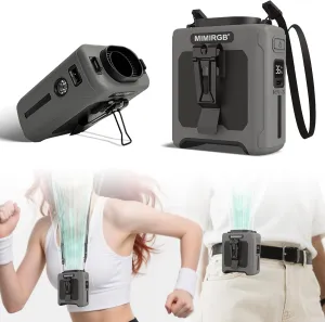 10000mAh Portable Waist Fan Clip On, Personal Shirt Belt Fan Rechargeable With 5 Speeds & Flashlight, Hands-Free Body Neck Wearable For Camping Travel Outdoor Jobsite (Gray) Waist-mounted portable fan for outdoor use