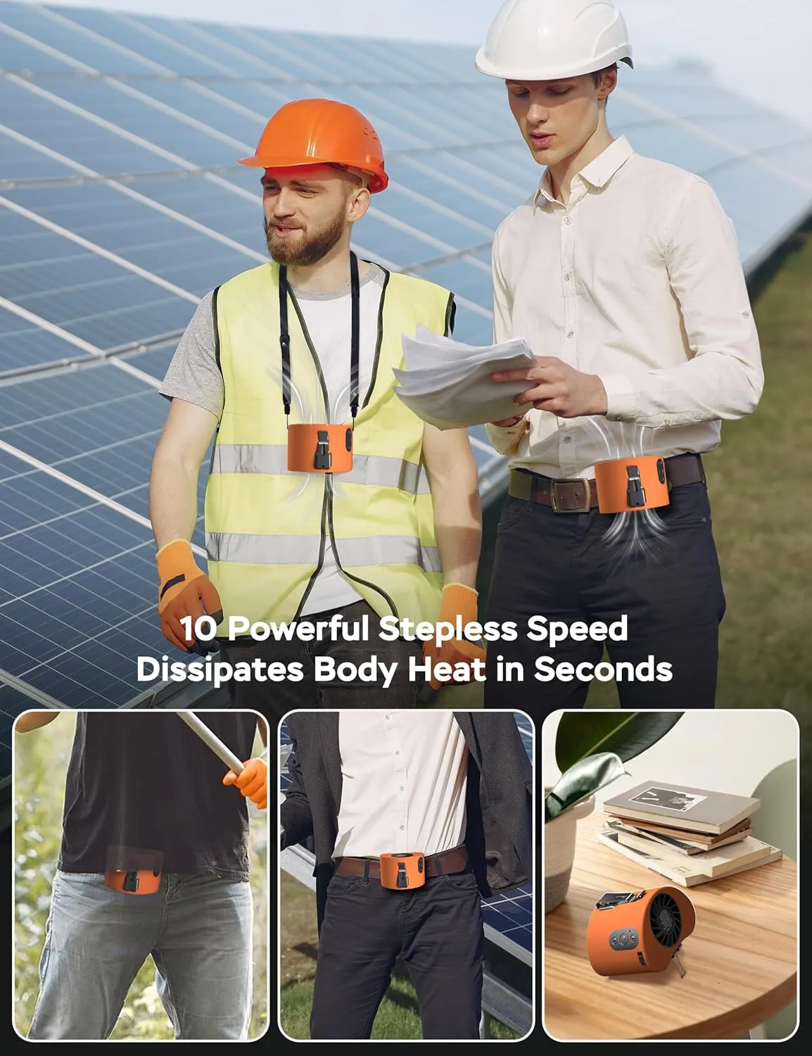 10000mAh Waist Fan, 12000RPM Strong Airflow, Rechargeable Clip Belt, 10 Speed, Max 24H Working Time, Personal Shirt for Outdoor, Jobsite, Farms, Gifts for Men