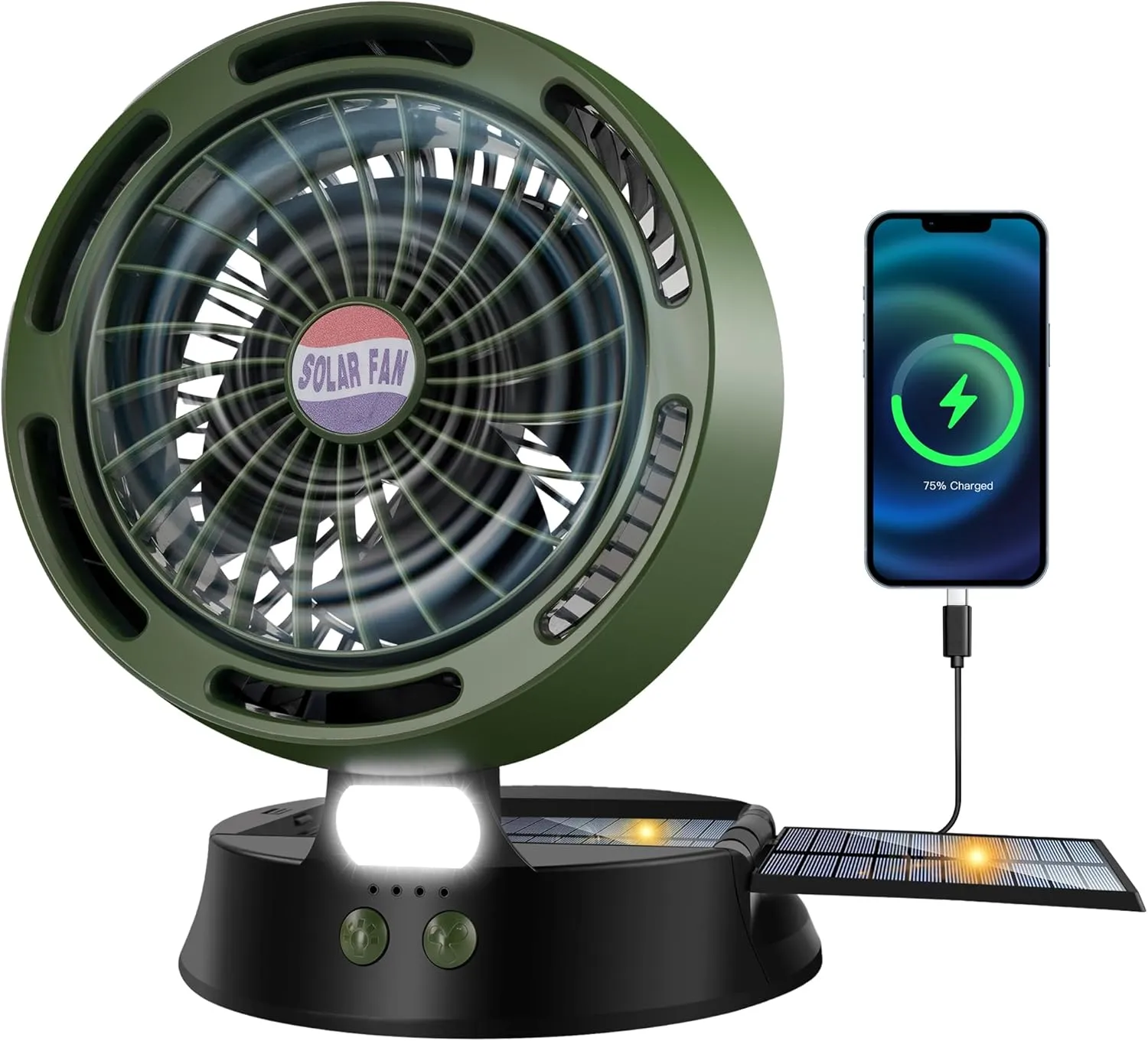 10400mAh Solar Camping Fan with LED Lantern, Rechargeable Portable Fan with 5W Solar Panel, Battery Operated Personal Fan for Outside Picnic, Fishing, Outdoor Tent Fan for Camping Essentials Solar-powered car fan for ventilation