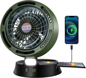 10400mAh Solar Camping Fan with LED Lantern, Rechargeable Portable Fan with 5W Solar Panel, Battery Operated Personal Fan for Outside Picnic, Fishing, Outdoor Tent Fan for Camping Essentials Solar-powered car fan for ventilation