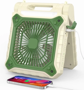 10 inch Solar Fan for Camping - Portable Rechargeable Fan with Adjustable Solar Panel, 3 Powerful Speed & Timer, Battery Operated with LED Light for Outdoor Travel Tent RV Hurricane Solar-powered car fan for ventilation