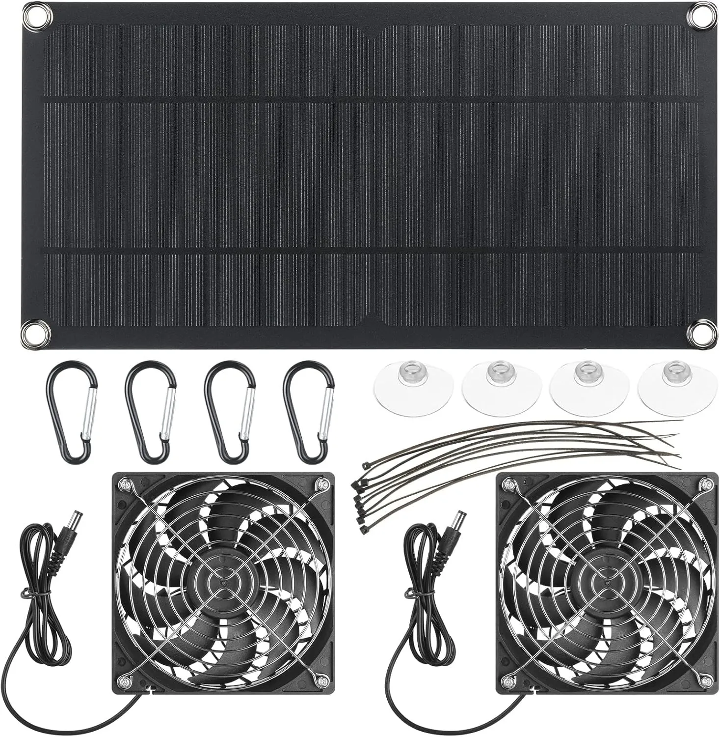 10w 12v Solar Panel Dual Fans Kit Waterproof Outdoor Solar Powered Exhaust Ventilation Fan Dual USB Portable Solar Attic Fan for Chicken Coop Greenhouse Shed PET Houses Window (1 Set) Solar-powered car fan for ventilation