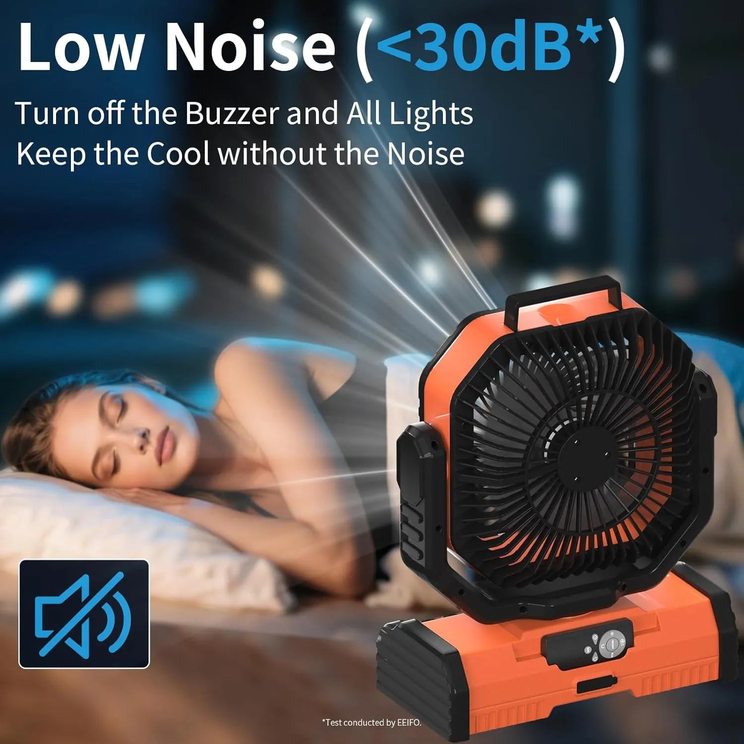 12 Inch Portable Camping Fan, 40000mAh Rechargeable Battery Powered Fan with 4 Speeds Wind and LED Light 140H, Cool & Warm Light and SOS Mode, Auto Oscillating, 360 Rotating Hang Hook(Orange)