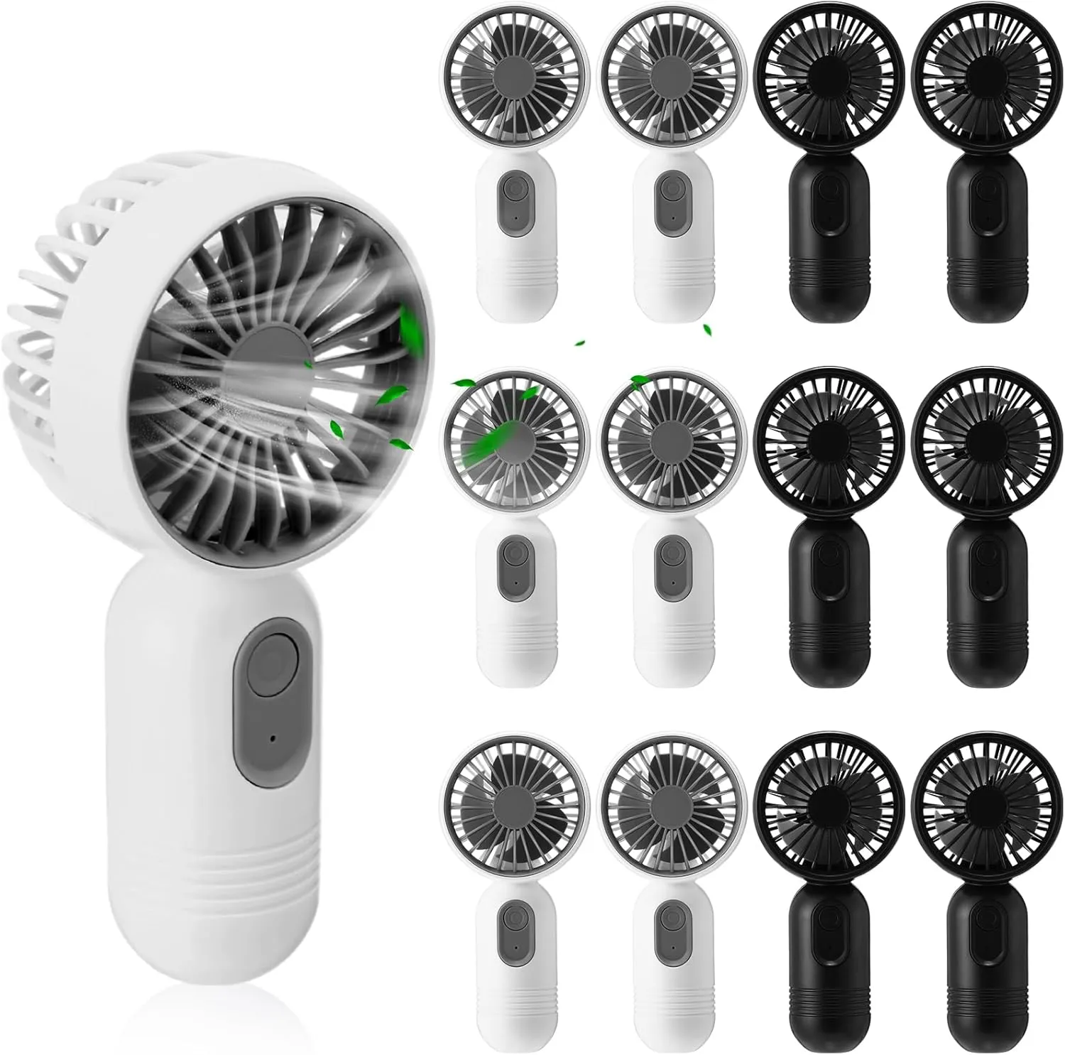 12 Pack Mini Portable Handheld Fan Bulk for Travel 3 Speeds, Rechargeable USB Battery Operated, Small Personal Eyelash Fans for Women Men Indoor Outdoor(Black White,Classic Style) Mini handheld fan for personal cooling