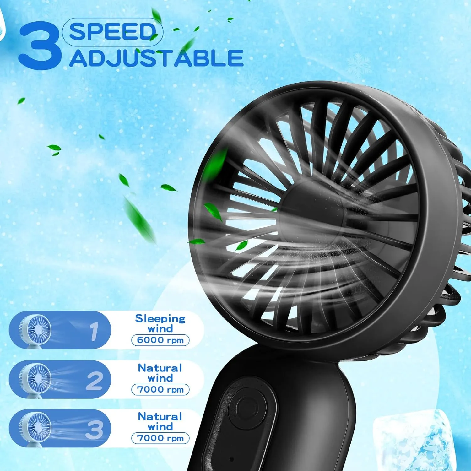 12 Pack Mini Portable Handheld Fan Bulk for Travel 3 Speeds, Rechargeable USB Battery Operated, Small Personal Eyelash Fans for Women Men Indoor Outdoor(Black,Classic Style)