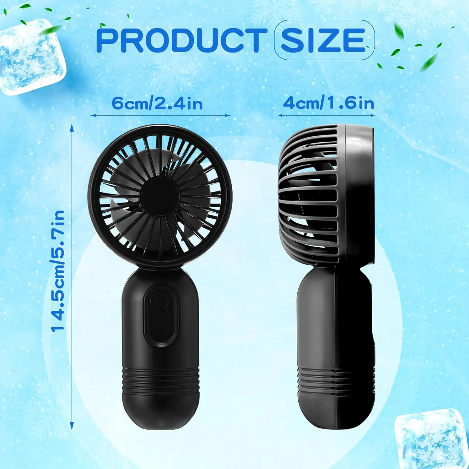 12 Pack Mini Portable Handheld Fan Bulk for Travel 3 Speeds, Rechargeable USB Battery Operated, Small Personal Eyelash Fans for Women Men Indoor Outdoor(Black,Classic Style)