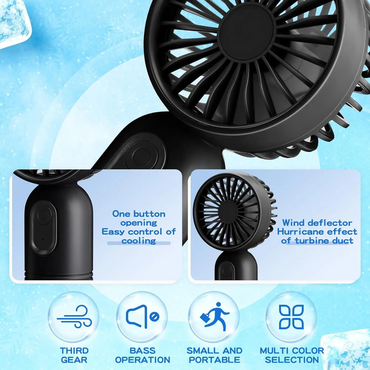 12 Pack Mini Portable Handheld Fan Bulk for Travel 3 Speeds, Rechargeable USB Battery Operated, Small Personal Eyelash Fans for Women Men Indoor Outdoor(Black,Classic Style)