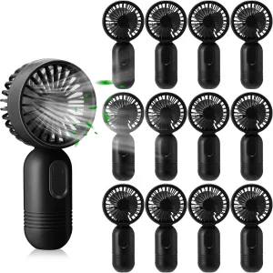 12 Pack Mini Portable Handheld Fan Bulk for Travel 3 Speeds, Rechargeable USB Battery Operated, Small Personal Eyelash Fans for Women Men Indoor Outdoor(Black,Classic Style) Mini handheld fan for personal cooling