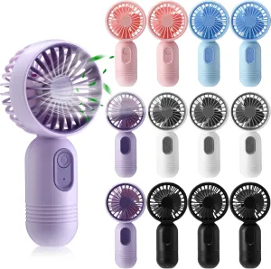 12 Pack Mini Portable Handheld Fan Bulk for Travel 3 Speeds, Rechargeable USB Battery Operated, Small Personal Eyelash Fans for Women Men Indoor Outdoor(Multicolor,Classic Style) Mini handheld fan for personal cooling