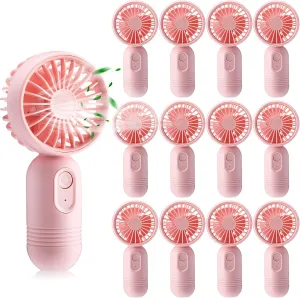 12 Pack Mini Portable Handheld Fan Bulk for Travel 3 Speeds, Rechargeable USB Battery Operated, Small Personal Eyelash Fans for Women Men Indoor Outdoor(Pink,Classic Style) Mini handheld fan for personal cooling