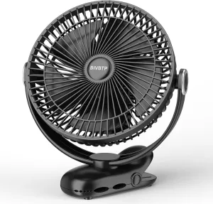 12000mAh Clip on Fan 30H Longest Runtime, 8in Portable Fan Rechargeable, Ultra Quiet with Heavy-Duty Clamp, USB Desk Fans for Golf Cart,Office Desk, Treadmill, Camping, Bedroom 360-degree rotating fan for home use