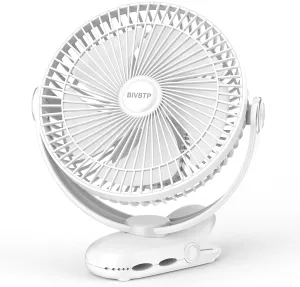 12000mAh Clip on Fan 30H Longest Runtime, 8in Portable Fan Rechargeable, Ultra Quiet with Heavy-Duty Clamp, USB Desk Fans for Golf Cart,Office Desk, Treadmill, Camping, Bedroom 360-degree rotating fan for home use