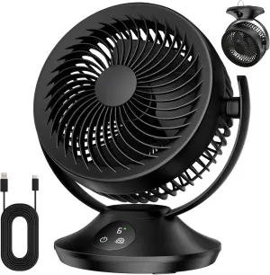 12000mAh Rechargeable Desk Fan, Portable Air Circulator - 6 Speeds, Timing, 360 Tilt, 90 Oscillating, Small Quiet Cooling for Bedroom, Home Office, Outdoor, Battery Operated 360-degree rotating fan for home use