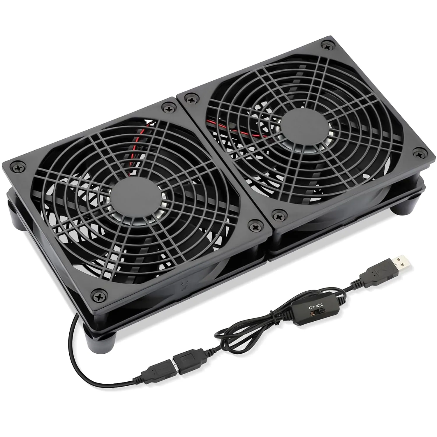 120mm x 2 USB Cooling Fan 5V 240mm Powered DC Fan with Speed Control for Router DVR Computer Receiver Xbox TV Box PlayStation Cabinet Modem* USB desktop fan for workspace