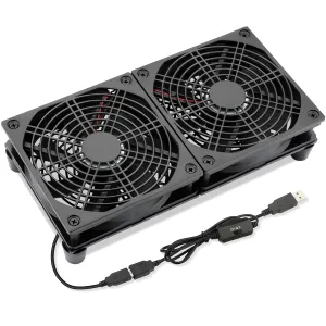 120mm x 2 USB Cooling Fan 5V 240mm Powered DC Fan with Speed Control for Router DVR Computer Receiver Xbox TV Box PlayStation Cabinet Modem* USB desktop fan for workspace