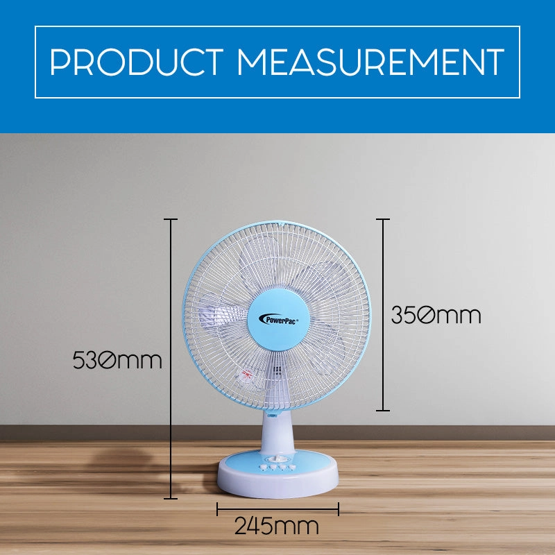 12" Desk Fan  Powerful 5-Blade Design, High-Velocity Airflow, PPTF303
