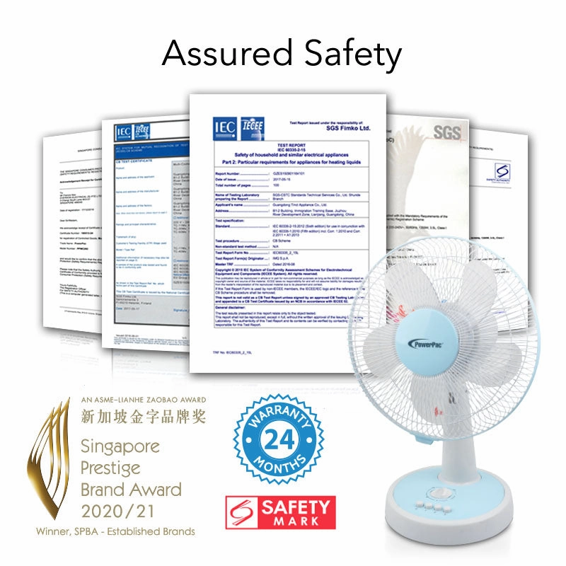 12" Desk Fan  Powerful 5-Blade Design, High-Velocity Airflow, PPTF303