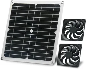 12W Solar Powered Fan for Chicken Coop, Dog House, Outside Shed Greenhouse, Solar Fan with Two IPX7 Waterproof Fans 5Ft Cable Installation Kits Solar-powered car fan for ventilation