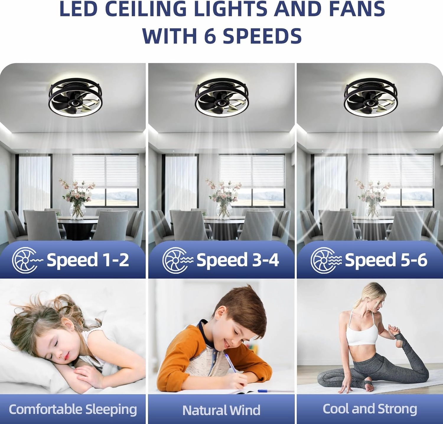 13" Low Profile Ceiling Fans with Lights and Remote,Dimmable 36W 3000-6000K LED Fan Light with App Control,Modern Ceiling Fans Flush Mount for Bedroom Kitchen (Black 002)