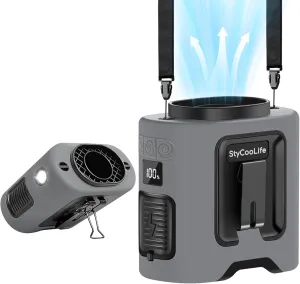 14500mAh Portable Waist Fan Clip on, 67H Cooling, 5 Speeds Rechargeable Personal Belt Shirt Fan Wearable with Rotatable Clamps & Flashlight, Neck Fan for Outdoor Jobsite Camping Travel Waist-mounted portable fan for outdoor use