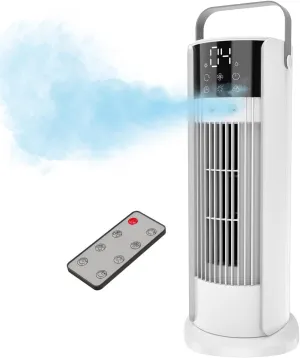 16'' Misting Tower Fan, 700ml Tank, 90 Oscillating Fan w/Remote, Bladeless Desk Fan, 4 Speeds, Timer, Cooling Fan for Bedroom, Desk, Table, Office, Room Desktop fan with humidification feature
