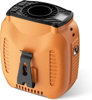 16000mAh Portable Waist Fan Rechargeable, 5-Speeds 16000RPM Strong Airflow, 48-Hour Runtime, LED Display, Flashlight, Neck Fan, Personal Wearable Belt Fan for Camping, Outdoor, Jobsite, Orange Waist-mounted portable fan for outdoor use