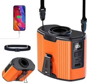 16000RPM Portable Waist Fan Rechargeable, 12000mAh Belt Fans, 10 Speeds High Speed Turbo Motor, Under Shirt Fan with up to 40H of Working Time, Body Fans for Outdoor, Jobsite,Farming, Orange Waist-mounted portable fan for outdoor use