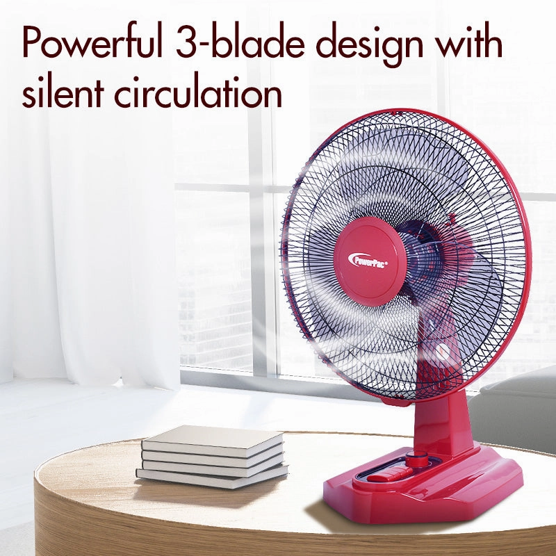 16" Desk Fan  High Velocity, Oscillation, Adjustable Tilt, Timer, Durable, Overheat Protection, 3-Speed, red, PPTF16