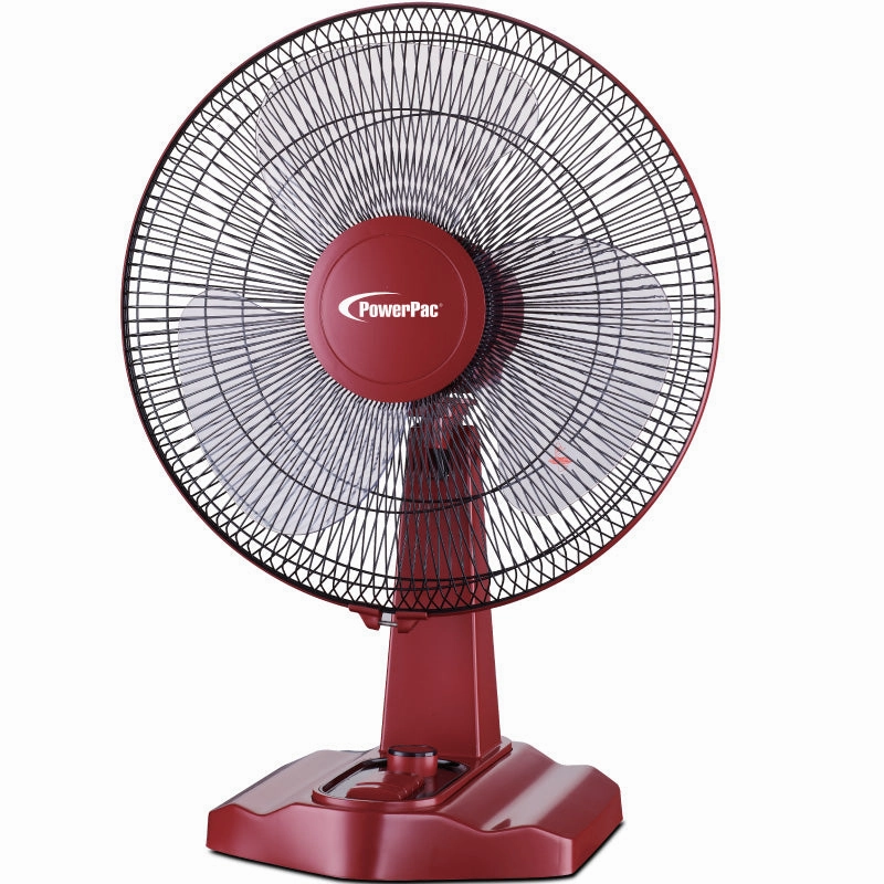 16" Desk Fan  High Velocity, Oscillation, Adjustable Tilt, Timer, Durable, Overheat Protection, 3-Speed, red, PPTF16
