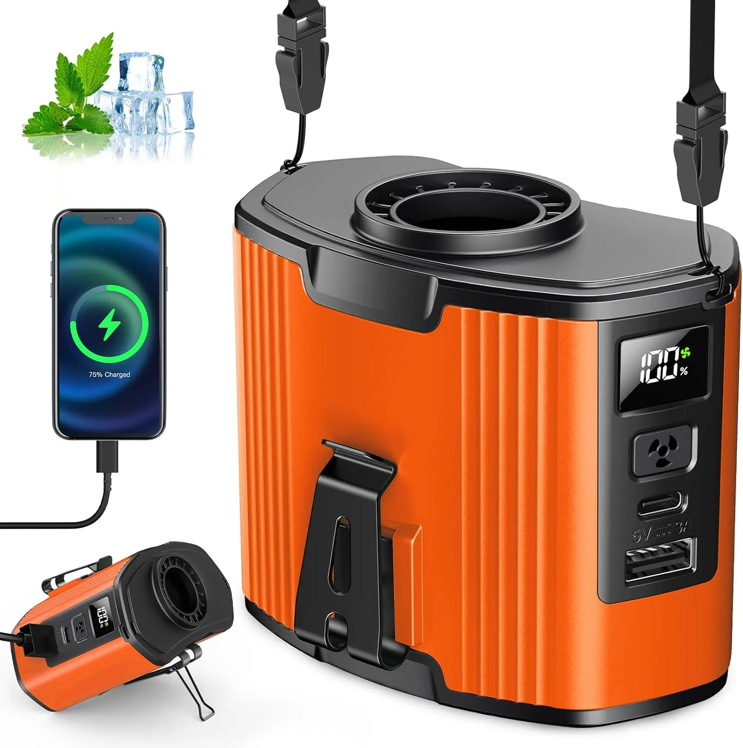 17000RpmPortable Waist Fan Rechargeable, High Speed Motor,10000mAh 40Hrs Run-Time Personal Wearable Body Fans,10 Speeds,3-In-1 Portable Neck Fans, Clip On Belt Fan for Camping,Outdoor,Jobsite,Travel Waist-mounted portable fan for outdoor use