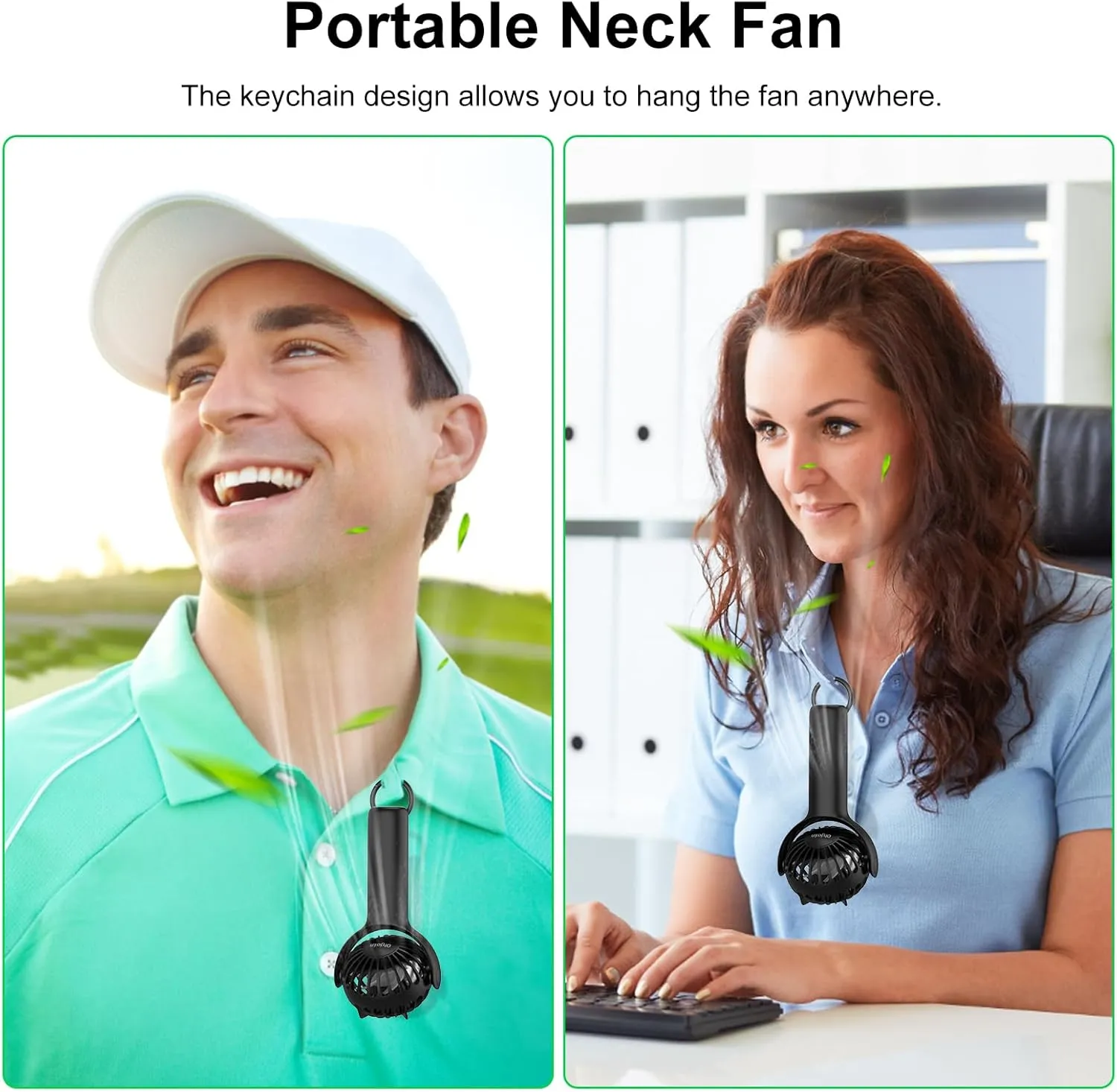 2 IN 1 Portable Handheld Mini Fan,Powerful Cooling,Personal Small Hand held Quiet Fan,Adjustable Desk Fan,Beach Travel Neck Fan,USB Rechargeable, Birthday Gifts for Women Mom(Black)
