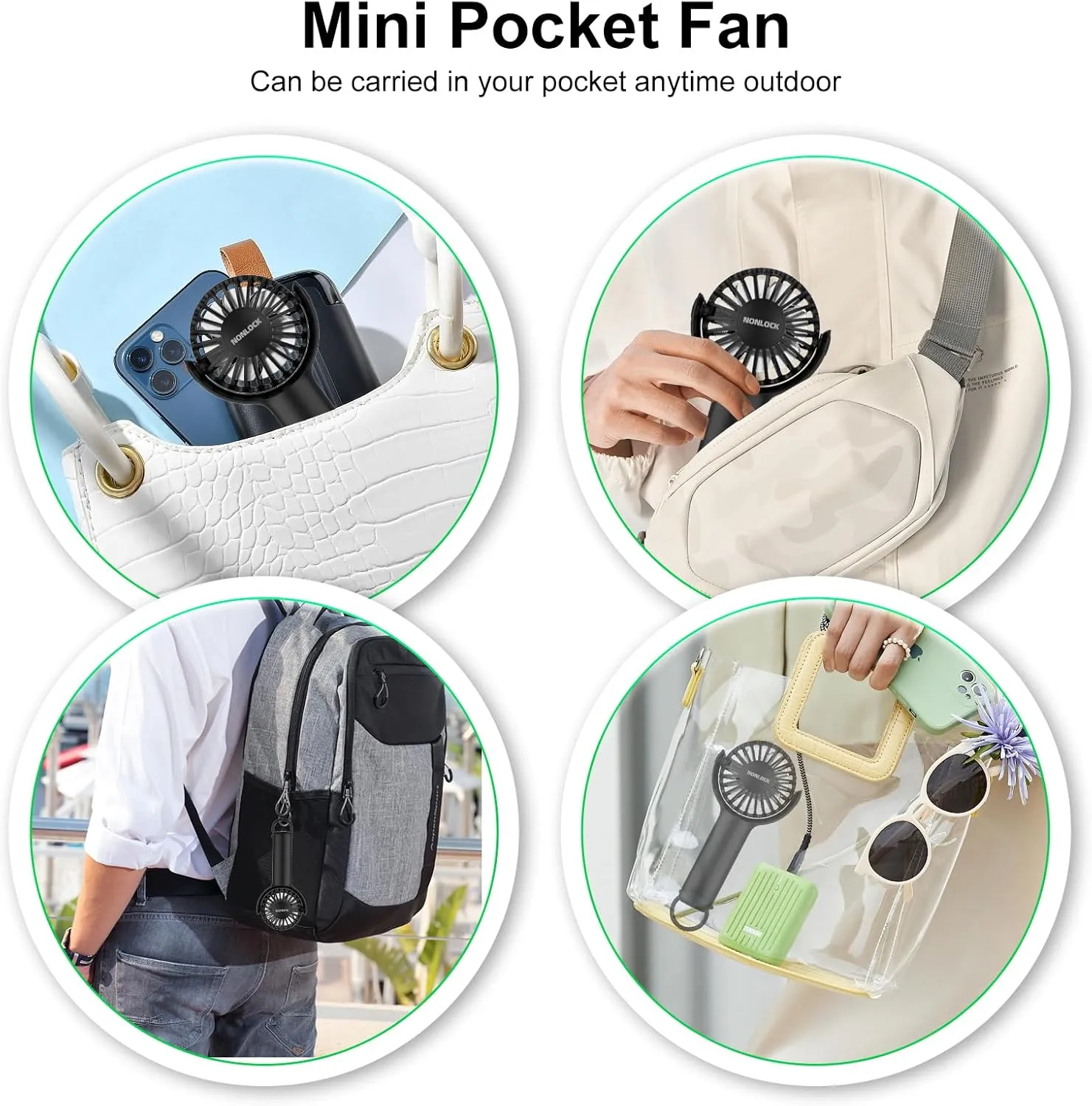 2 IN 1 Portable Handheld Mini Fan,Powerful Cooling,Personal Small Hand held Quiet Fan,Adjustable Desk Fan,Beach Travel Neck Fan,USB Rechargeable, Birthday Gifts for Women Mom(Black)