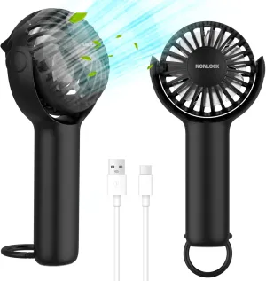 2 IN 1 Portable Handheld Mini Fan,Powerful Cooling,Personal Small Hand held Quiet Fan,Adjustable Desk Fan,Beach Travel Neck Fan,USB Rechargeable, Birthday Gifts for Women Mom(Black) Mini handheld fan for personal cooling