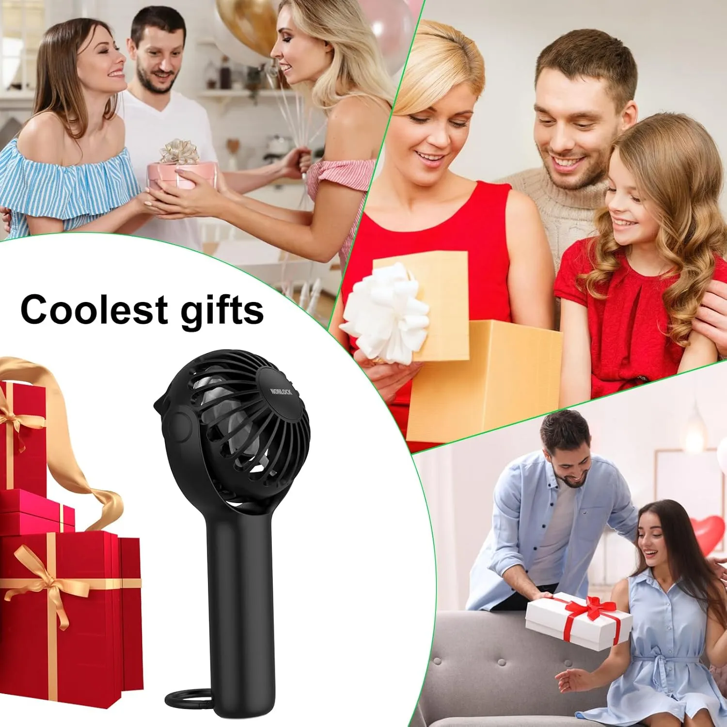 2 IN 1 Portable Handheld Mini Fan,Powerful Cooling,Personal Small Hand held Quiet Fan,Adjustable Desk Fan,Beach Travel Neck Fan,USB Rechargeable, Birthday Gifts for Women Mom(Black)