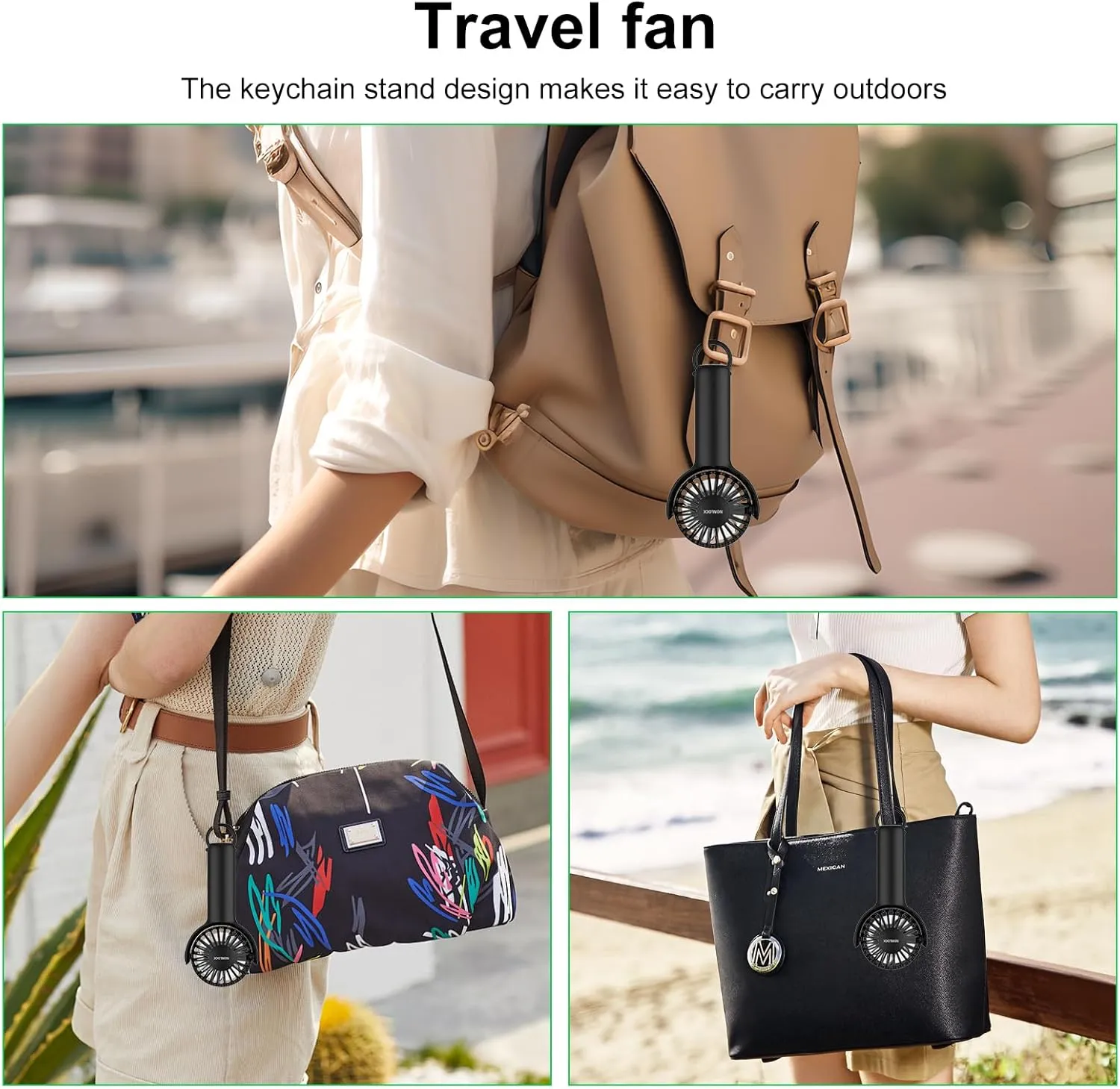2 IN 1 Portable Handheld Mini Fan,Powerful Cooling,Personal Small Hand held Quiet Fan,Adjustable Desk Fan,Beach Travel Neck Fan,USB Rechargeable, Birthday Gifts for Women Mom(Black)