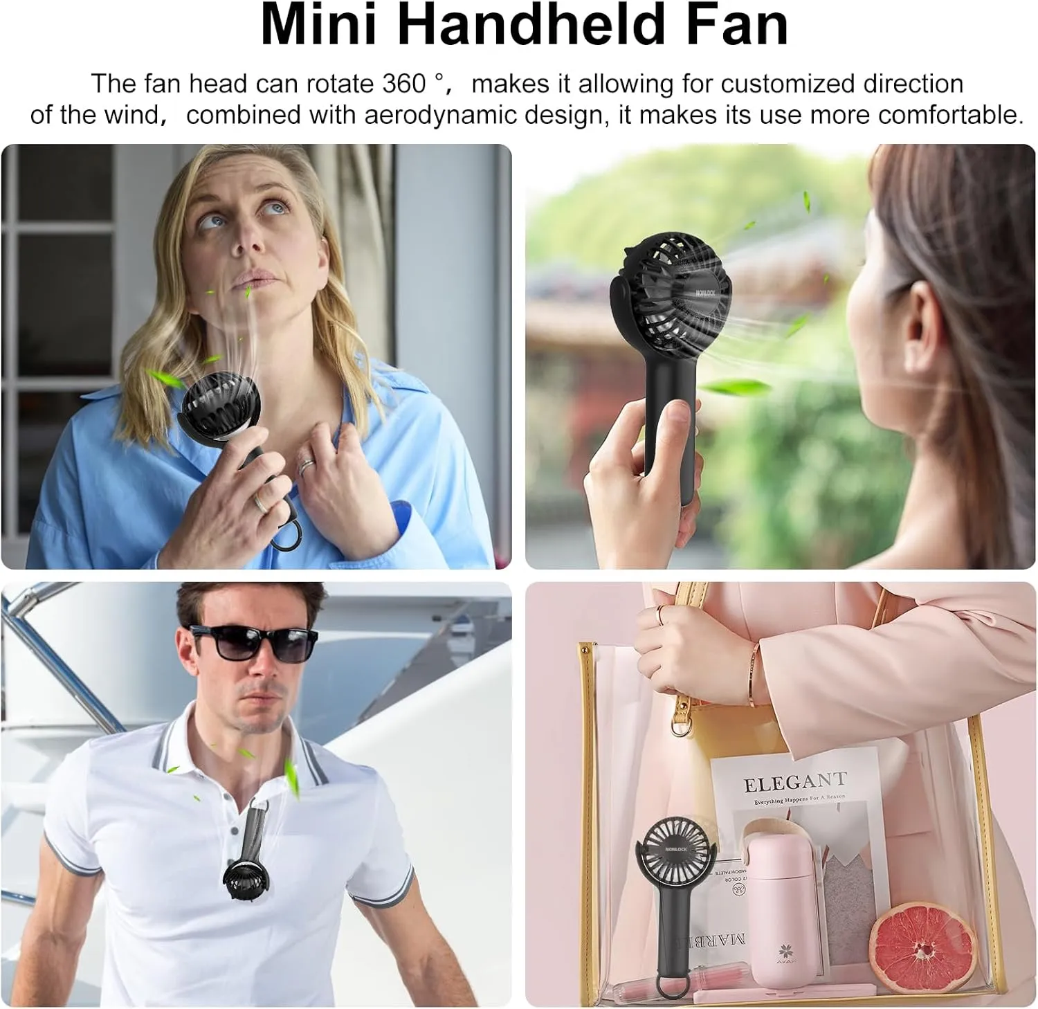 2 IN 1 Portable Handheld Mini Fan,Powerful Cooling,Personal Small Hand held Quiet Fan,Adjustable Desk Fan,Beach Travel Neck Fan,USB Rechargeable, Birthday Gifts for Women Mom(Black)