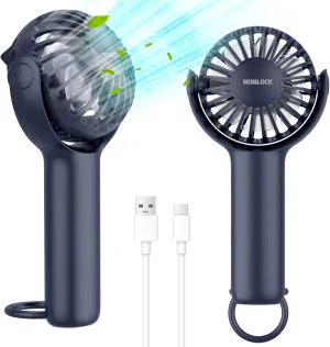 2 IN 1 Portable Handheld Mini Fan,Powerful Cooling,Personal Small Hand held Quiet Fan,Adjustable Desk Fan,Beach Travel Neck Fan,USB Rechargeable, Birthday Gifts for Women Mom(Blue) Mini handheld fan for personal cooling