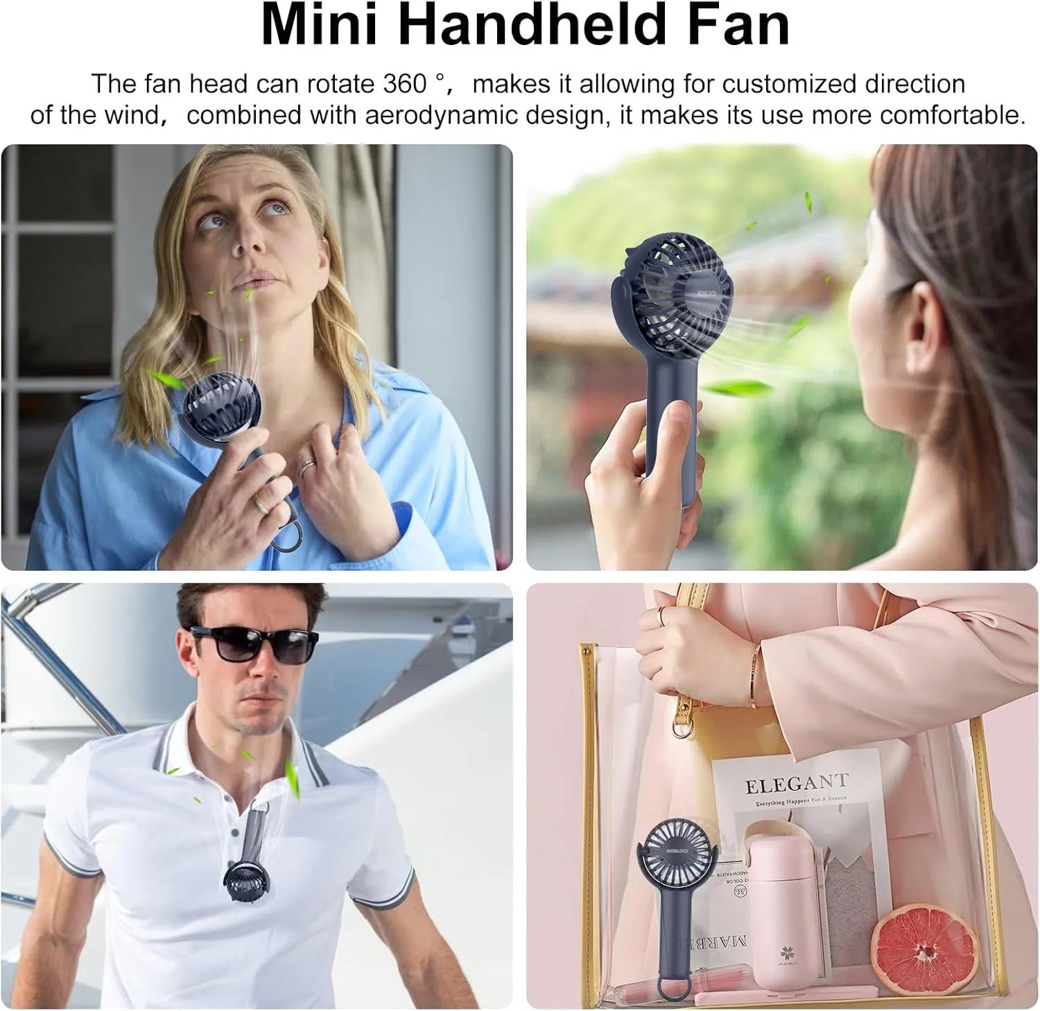 2 IN 1 Portable Handheld Mini Fan,Powerful Cooling,Personal Small Hand held Quiet Fan,Adjustable Desk Fan,Beach Travel Neck Fan,USB Rechargeable, Birthday Gifts for Women Mom(Blue)