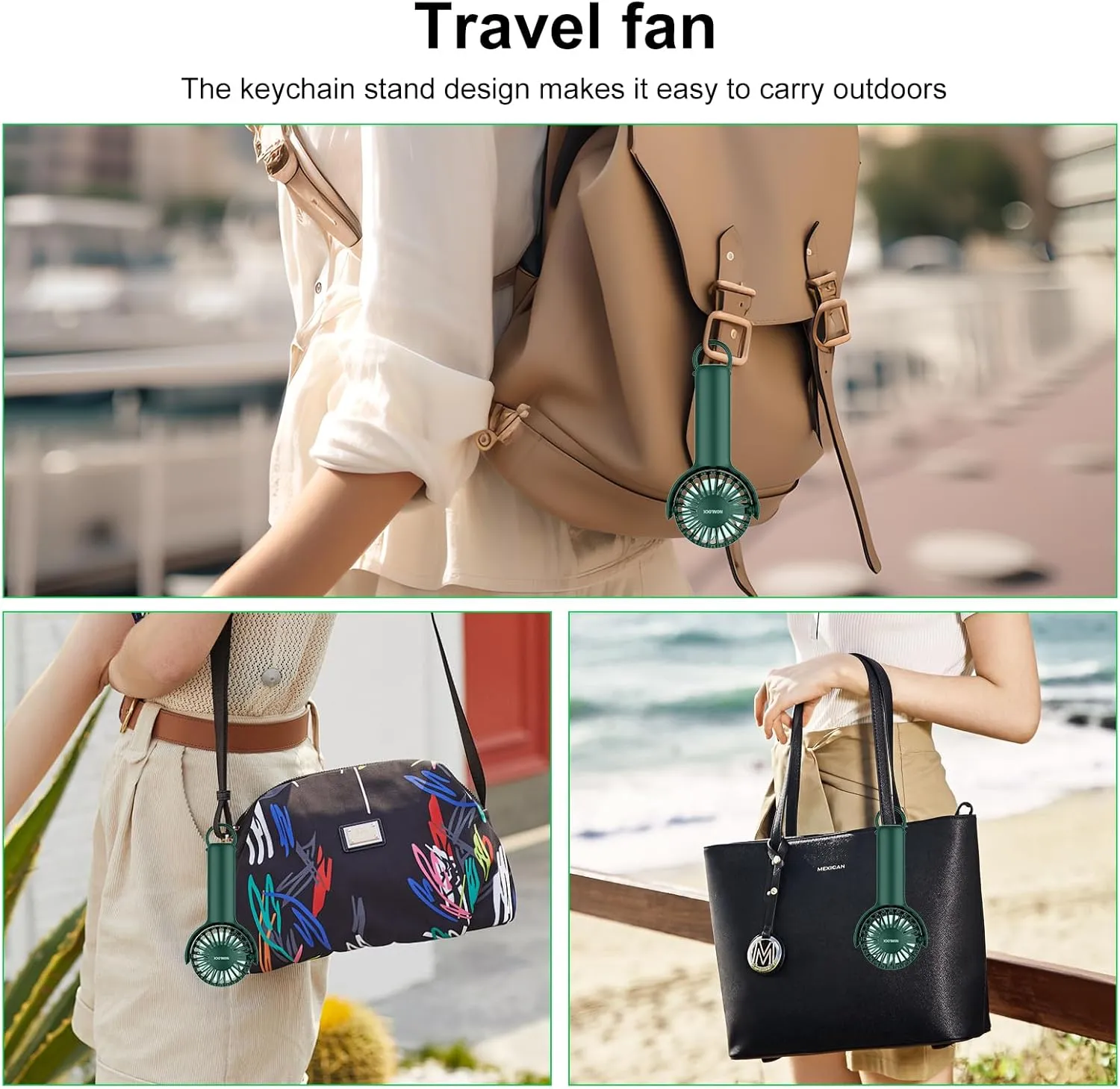 2 IN 1 Portable Handheld Mini Fan,Powerful Cooling,Personal Small Hand held Quiet Fan,Adjustable Desk Fan,Beach Travel Neck Fan,USB Rechargeable, Birthday Gifts for Women Mom(Dark green)