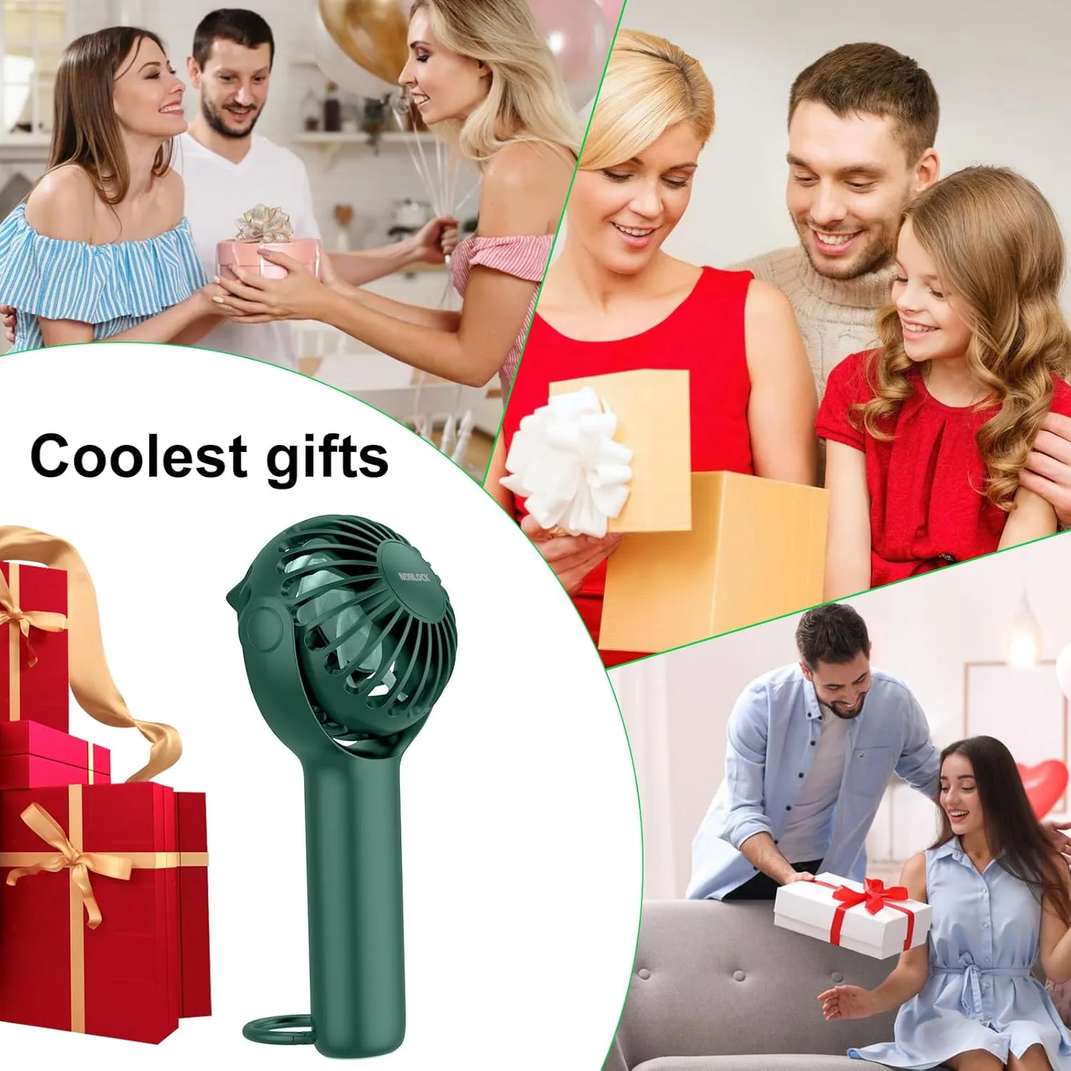 2 IN 1 Portable Handheld Mini Fan,Powerful Cooling,Personal Small Hand held Quiet Fan,Adjustable Desk Fan,Beach Travel Neck Fan,USB Rechargeable, Birthday Gifts for Women Mom(Dark green)