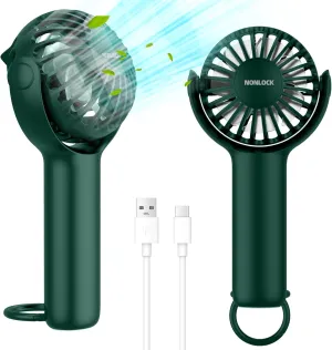 2 IN 1 Portable Handheld Mini Fan,Powerful Cooling,Personal Small Hand held Quiet Fan,Adjustable Desk Fan,Beach Travel Neck Fan,USB Rechargeable, Birthday Gifts for Women Mom(Dark green) Mini handheld fan for personal cooling