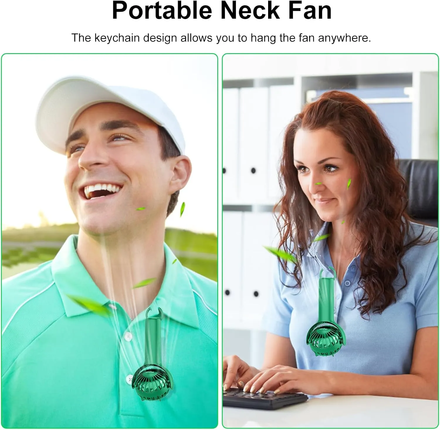 2 IN 1 Portable Handheld Mini Fan,Powerful Cooling,Personal Small Hand held Quiet Fan,Adjustable Desk Fan,Beach Travel Neck Fan,USB Rechargeable, Birthday Gifts for Women Mom(Green)