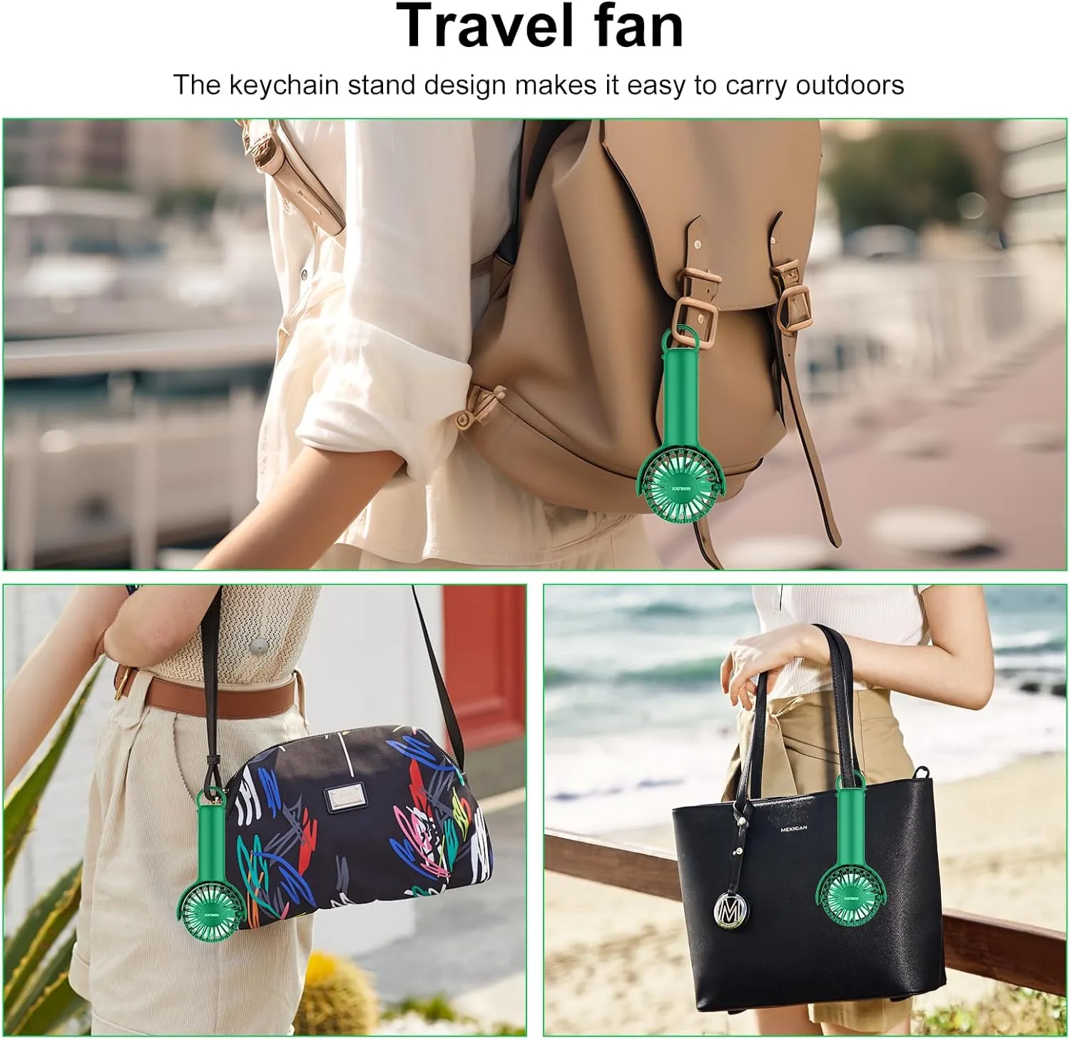 2 IN 1 Portable Handheld Mini Fan,Powerful Cooling,Personal Small Hand held Quiet Fan,Adjustable Desk Fan,Beach Travel Neck Fan,USB Rechargeable, Birthday Gifts for Women Mom(Green)