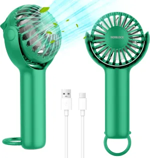 2 IN 1 Portable Handheld Mini Fan,Powerful Cooling,Personal Small Hand held Quiet Fan,Adjustable Desk Fan,Beach Travel Neck Fan,USB Rechargeable, Birthday Gifts for Women Mom(Green) Mini handheld fan for personal cooling
