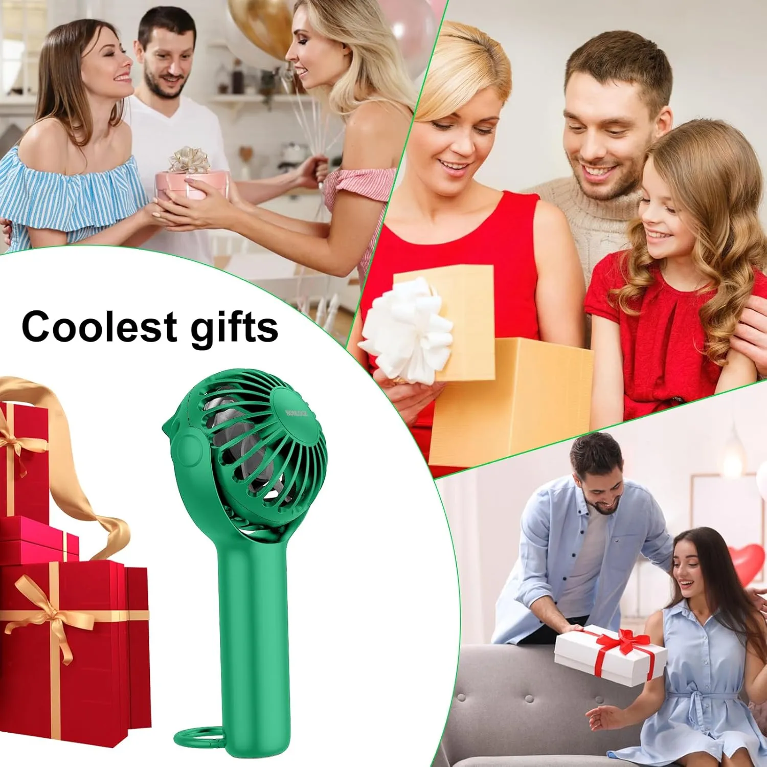 2 IN 1 Portable Handheld Mini Fan,Powerful Cooling,Personal Small Hand held Quiet Fan,Adjustable Desk Fan,Beach Travel Neck Fan,USB Rechargeable, Birthday Gifts for Women Mom(Green)