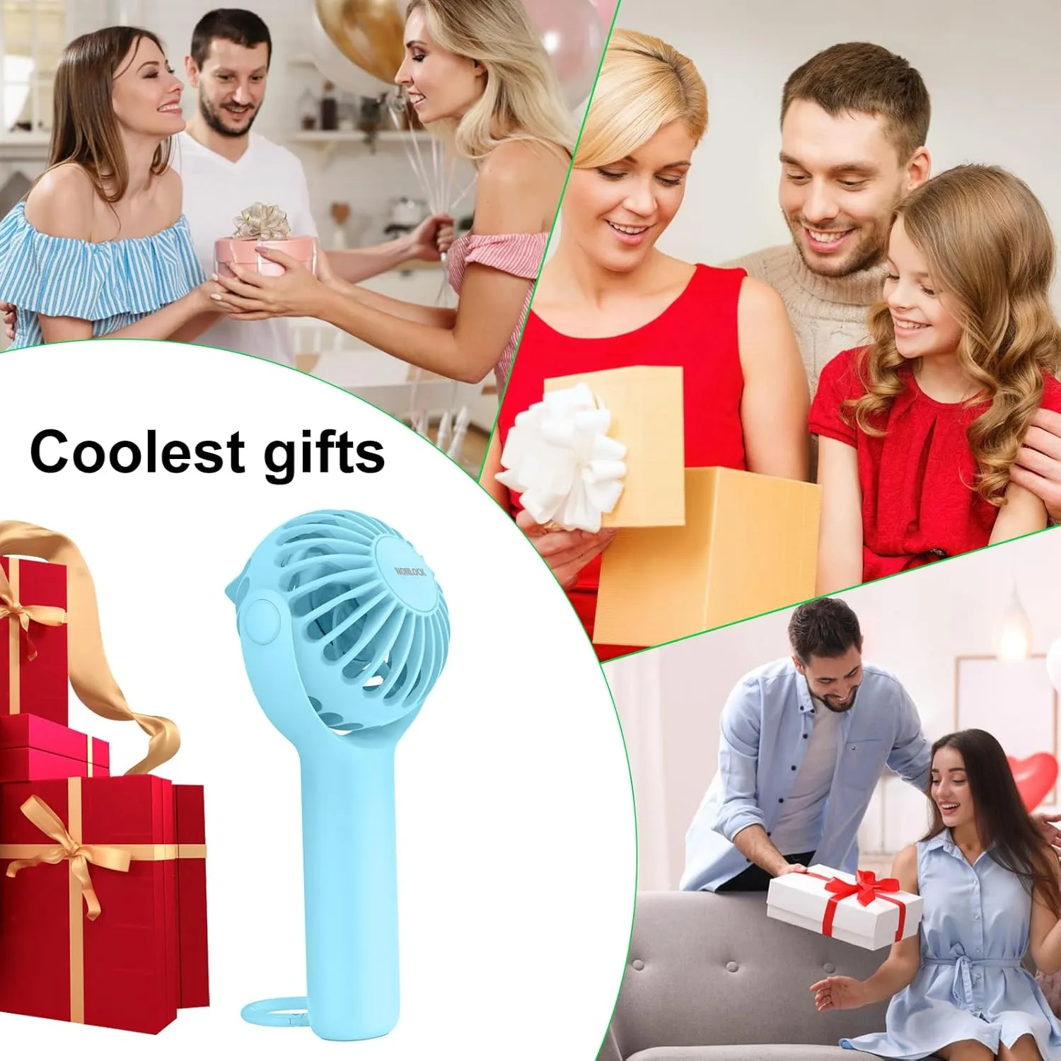 2 IN 1 Portable Handheld Mini Fan,Powerful Cooling,Personal Small Hand held Quiet Fan,Adjustable Desk Fan,Beach Travel Neck Fan,USB Rechargeable, Birthday Gifts for Women Mom(Light blue)