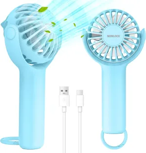 2 IN 1 Portable Handheld Mini Fan,Powerful Cooling,Personal Small Hand held Quiet Fan,Adjustable Desk Fan,Beach Travel Neck Fan,USB Rechargeable, Birthday Gifts for Women Mom(Light blue) Mini handheld fan for personal cooling